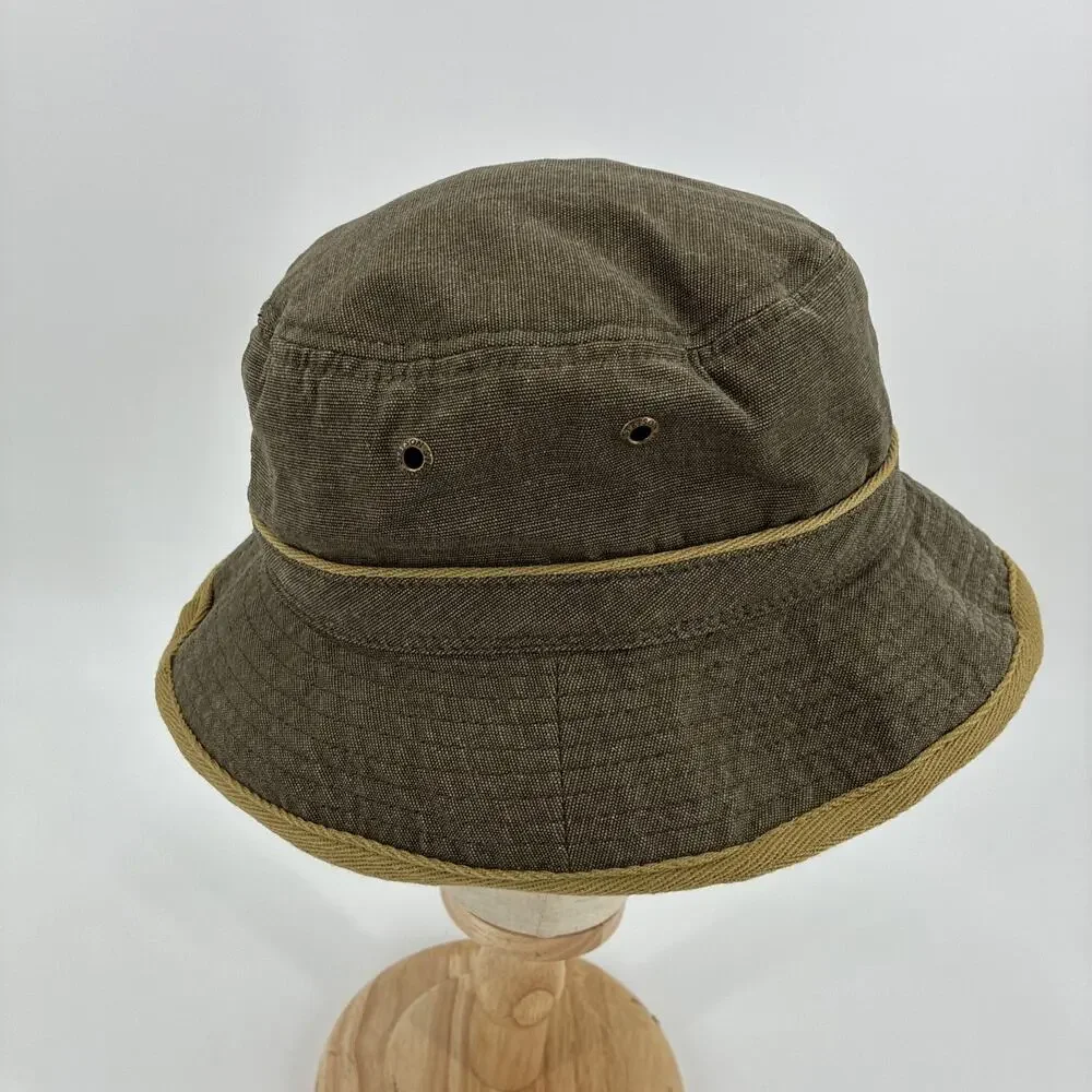 Stetson Oxford Bucket Hat XL Brown Beige Canvas Safari Outdoor Fishing Hiking